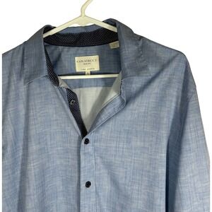 CON.STRUCT Slim Fit 4-Way Stretch Long Sleeve Shirt Blue Mens Large L